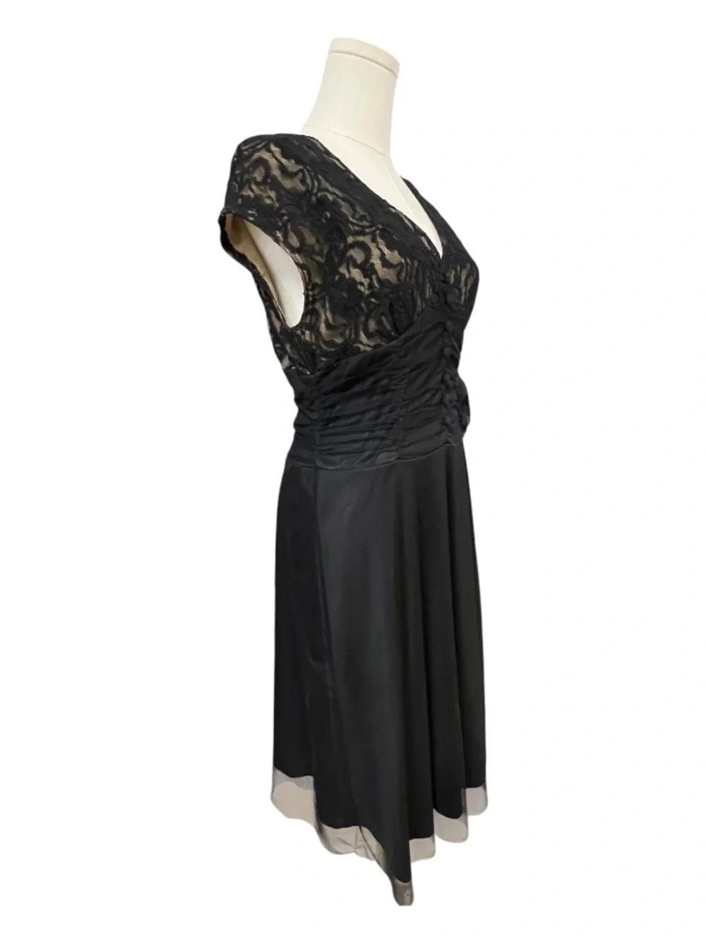 EUC Vintage Coldwater Creek Black Lace Fit & Flare Midi Dress | Size 10P